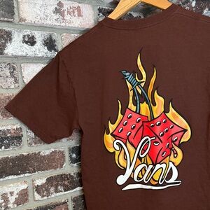 Men's Vans Hot Box Cars Roll The Dice Cherries Chocolate Brown Graphic T-Shirt